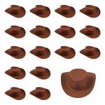 SAVITA 20pcs Mini Cowboy Hats, Plastic Mini Western Cowboy Hat Toys Miniature Cowboy Hats Cute Doll(Brown)