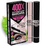 400X Pure Silk Fiber Lash Mascara [Ultra Black Volume and Length], Longer & Thicker Eyelashes. Waterproof, Long Lasting, Instant & Very Easy to Apply, Smudge-proof, Hypoallergenic