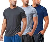 DEVOPS Men's 3 Pack Cool Chain Sports Active Workout Short Sleeve T-Shirts - - Medium