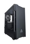 Apevia ENZO-BK Mid Tower Gaming Case with 1 x Tempered Glass Panel, Top USB3.0/USB2.0/Audio Ports, 1 x Black/White Fan, Black Frame