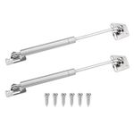 2 Pack Gas Strut, Slow Down Lift Stay Support, Hinge Spring, Soft Close Hinges for Kitchen Cabinet Hinges Cupboard Door Toy Box, Heavy Duty Lid, Silver Electroplating, 100N