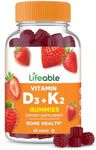 Lifeable Vitamin D3 K2 Gummies for Adults | 1000iu D3 and K2 100mcg | Great Tasting D3 and K2 Supplements | for Bone Health and Immunity | VIT D3 K2 for Adults, Men, and Women | 60 Gummies