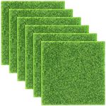 Elcoho 6 Pieces Fake Grass for Crafts Fairy Garden Grass 6 x 6 Inches Artificial Garden Grass for Miniature Ornament Garden Dollhouse DIY Decoration