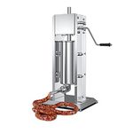 INTBUYING 2 Speed Manual Sausage Filler Sausage Stuffer Sausage Maker All #304 Food Grade Stainless Steel Vertical Meat Sausage Stuffer with 4 Filling Funnels (5L (Capacity: 15LB))