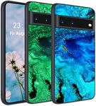 YOVIAKK Google Pixel 6 Pro Case, Slim Fit Marble Pattern Glow in The Dark Luminous Hybrid Hard PC Soft TPU Bumper Shockproof Drop Protective Case for Girls Women,Google Pixel 6 Pro 6.7",Blue Marble