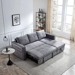 Wooden Twist Wood Modern Style 5 Seater-Sofa Cum Bed With Comfort Cushion (Right-Side), 48-66 Inches, Grey