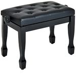 HOMCOM 25" Adjustable Padded Piano Bench Wooden Artist Keyboard Seat Stool Chair Black