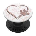 PopSockets Rose Pink Dog Paw Print Heart on White Gray Pink Hand Holder PopSockets Grip and Stand for Phones and Tablets