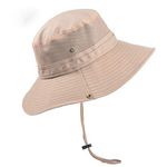 GUSTAVE Synthetic Sun Cap For Men Wide Brim Summer Caps Uv Protection Fishsing Hat Foldable Bucket Hat Outdoor Cap For Trekking Hat For Men Summer Caps For Men(Beige), Free Size