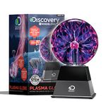 Discovery Kids 6" Plasma Globe Lamp with Interactive Electronic Touch and Sound Sensitive Lightning and Tesla Coil, USB or Battery Power, STEM Lava Lamp Style Light for Desk, Kids Room, and More