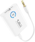 1Mii ML301 Bluetooth 5.3 Transmitter Receiver for TV to 2 Wireless Headphones, 3.5mm AUX Bluetooth Audio Adapter for Airplane/Speaker/Car/Gym, Supports AptX Adaptive/Low Latency/HD-White