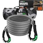 Rhino USA Kinetic Recovery Tow Rope Heavy Duty Offroad Snatch Strap for UTV, ATV, Truck, Car, Tractor - Ultimate Elastic Straps Towing Gear - Guaranteed for Life! (1" x 30' Gray)