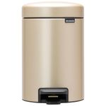 Brabantia NewIcon Pedal Bin 3 L (Metallic Gold) Soft-Closure Bathroom Rubbish Bin, Removable Inner Bucket + Free Binbags