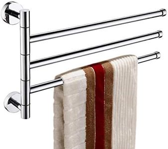 ThinkTop Luxury Bathroom Brass Rotate Three Swing Arms Towel Bar Rail Rack Holder Wall Mounted Swivel Holder Chrome Polishing Bathroom Accessories