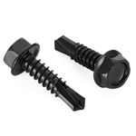 #10 x 1" Hex Washer Head Self Tapping Drilling Screws Black Oxidized, 410 Stainless Steel, 100 PCS