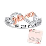 925 Sterling Silver Mom Nana Sister Daughter Bestie Ring for Women I Love You Forever Mothers Day Christmas Birthday Rings Jewelry Gifts (Nana, 8)