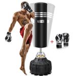 Dripex 70 Inch Upgrade Free Standing Punch Bag with Gloves, Boxing Bag with ABS Base and 19 Suction Cups for Adult & Youth, Heavy Punching Bag for Boxing/Kickboxing/Taekwondo/Muay Thai Training