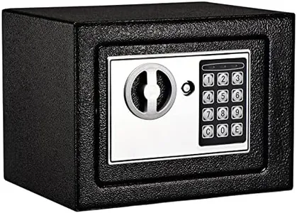 Electronic Safe Box with Keypad & Keys, Money Lock Boxes, Safety Boxes for Home, Office, Hotel Rooms,Business, Jewelry, Gun, Cash, Steel Alloy Drop Safe 9.1" x 6.7" x 6.7''
