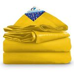 TUFFPAULIN 30FT X 24FT 120 GSM Yellow Extra Strong Virgin Tarpaulin Tirpal Tadpatri Tharpai Thadika Mulching Sheet, UV Resistant Eyelets, 100% Waterproof, 6 Layer 3D Rib Technology