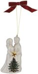 Spode Christmas Tree Bride & Groom Ornament, Festive Holiday Bauble for Christmas Tree, Earthenware Hanging Decoration with Red Ribbon for Easy Hanging, Decorative Accent & Keepsake Gift