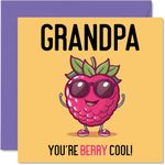 Birthday Cards for Grandpa - Berry Cool - Funny Happy Birthday Card for Grandpa from Grandson Granddaughter, Grandpa Birthday Gifts, 145mm x 145mm Joke Greeting Cards for Men Him