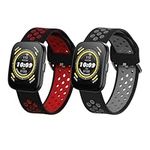 kwmobile Straps Compatible with Huami Amazfit Bip 5 Unity/Amazfit Bip 5 / Amazfit GTR 4 Straps - 2X Replacement Silicone Watch Bands - Black/Grey/Black/Red