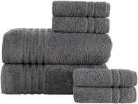 Hawmam Linen Bath Sheet Towels 6 Pieces Bundle | Includes: 2 Luxury Bath Sheet Towels, 4 Hand Towels | Quality, Soft Towel Set | Grey