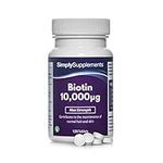 Biotin 10000 mcg Tablets | Potent One-a-Day Formula for Healthy Hair & Skin | Vegan & Vegetarian Friendly | 120 Tablets = 4 Month Supply | Vegetarian Safe | Manufactured in The UK