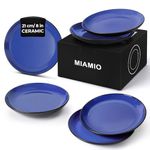 MIAMIO – 6 x Plate/Dinner Plate Set Stoneware Ceramic Tableware Set - Le Papillon Collection (Blue, 21 cm)