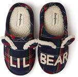Dearfoams Baby 2021 Retired Colors Slipper, Lil Bear Blue Tartan Plaid, Numeric_13 US Unisex Big Kid