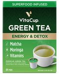 VitaCup Green Tea Pods, Enhance Energy & Detox with Matcha, Moringa, B Vitamins, D3, Keto, Paleo, Vegan, Recyclable Single Serve Pod, Compatible with Keurig K-Cup Brewers,64 Ct