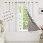 Deconovo Total Blackout Curtains White Curtains, Faux Linen Thermal Curtains with Coating, Full Light Blocking Eyelet Curtains for Nursery, 46 x 54 Inch(Width x Length), White, One Pair