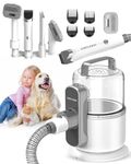 Simple Way Dog Vacuum Grooming Kit for Shedding: Professional Hair Clippers Pet Groomer - Strong Suction Cleaner Deshedding Tool Fur Brush Attachment Trimmer for Home Cat (Grey-White)