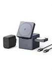 Anker MagSafe Charger Stand,Anker 3-in-1 Cube with MagSafe, 15W Max Fast Charging Stand, Foldable Wireless Charger for iPhone 15/14/13, Apple Watch S1-8/Ultra, AirPods (30W USB-C Charger Included)