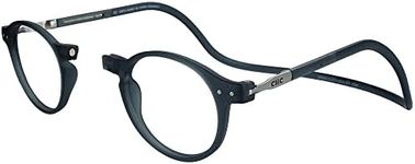 Clic Magnetic Reading Glasses, Computer Readers, Replaceable Lens, Adjustable Temples, Brooklyn, (Dark Matte Grey, 3.00 Magnification)