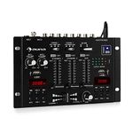 auna DJ-22BT MKII Mixer - 3/2-Channel DJ Mixer, Bluetooth Function, 2 x USB, 2 Displays, Bluetooth, Inputs and Outputs in RCA Format, 3 x 6.3 Jack Connections for Headphones and 2 Microphones, Black