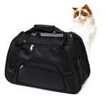 MuchL Portable Cat Carrier Soft-Sided Pet Travel Carrier for Small Cats and Small Dogs Soft Comfort Foldable Pet Travel Bag with 4-Windows Design Airline Approved (Small Size) (Black)