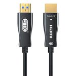 EMK 4K HDMI Fiber Optic Cable 4K 60Hz 18Gbps HDR ARC HDCP2.2 3D Slim Flexible HDMI 2.0 Cable for HDTV/TVbox/Gaming Box / 4K Projector EPL-155H-1(Black)