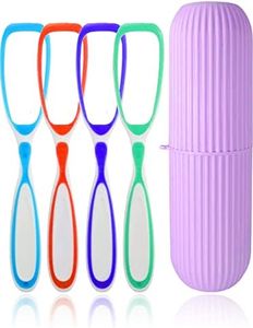 Styllent 4 Pcs Soft Double Action Tongue Cleaner Scrapper For Kids and Adults With Travel Capsule Plastic Tooth brush paste holder flexible design for health, Oral care tool Easy To use - Pack of 4