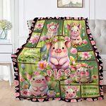 Lovely Cartoon Pigs Blanket Lightweight Soft Flannel Fleece Throw Blankets for Couch Bed Sofa Practical Gifts Medium-Teen (60"X50")