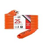 GE 25 Foot Extension Cord, Heavy Duty, 16AWG, Indoor/Outdoor Use, Extra Long Power Cord, UL Listed, Orange, 51924