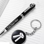 Heart Beat Advocate Personalized Matt Black Ball Pen & Keychain With Your Name Engraved For Advocate, Friends, Reception Table, Office, Gift Purpose (Pack Of 1)