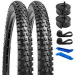 YUNSCM 2-PCS 29" Mountain Bike Tires 29 x 2.10 54-622 60TPI and 29" Heavy Duty Bike Tubes Schrader Valve with 2 Rim Strips Compatible with 29x1.95 29x2.0 29x2.125 Bicycle Bike Tires and Tubes (W-3103)