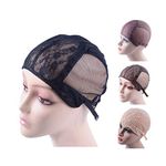 Double Lace Wig Cap Weaving Wig Cap with Adjustable Straps on the Back Swiss Lace Hairnet for Making Wigs (Black M)