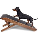 DoggoRamps Dog Couch Ramp - Made in Canada of Solid Maple Hardwood - Adjustable Height Dog Ramp From 14"-21" with Platform Top & Anti-Slip Grip, For Small Dogs up to 150lbs (Walnut Finish)