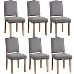 Yaheetech Dining Chairs Set of 6 Dining Room Chairs Modern Kitchen Chairs with Nailhead Trim and Upholstered Seat for Home, Dining Room, Kitchen, Dark Gray