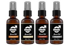 Urbane Men Beard Oil For Men Set of 4 – Premium Beard Kit with Sandalwood, Vanilla, Cedarwood, Unscented Essential Oils – Moisturising Beard Conditioner Gift Set