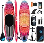 AISUNSS Inflatable Stand Up Paddle Boards with Premium SUP Paddle Board Accessories, 10L Waterproof Dry Bag Wide Stable Design, Non-Slip Comfort Deck for Youth & Adults (Red)