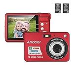 Andoer Digital Camera,Camera Digital Video Camcorder with 2 Batteries 8X Digital Zoom Anti-Shake 2.7 Inch LCD Camera for Adults/Seniors/Children/Teens-Red