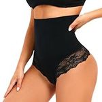 SURE YOU LIKE Women High Waist Shapewear Thong For Women Tummy Control Seamless Slimming Tummy Control Thong Waist Shaping Underwear String, Black, XL